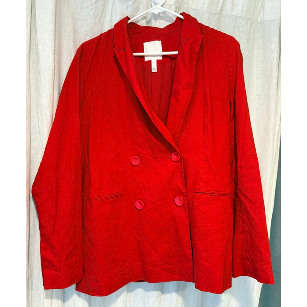 Women's Leith Red Double-Breasted Blazer M - Picture 2 of 6